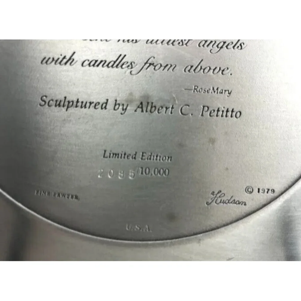 Hudson Pewter 1979 Christmas Manger Petito Plate Made USA 6